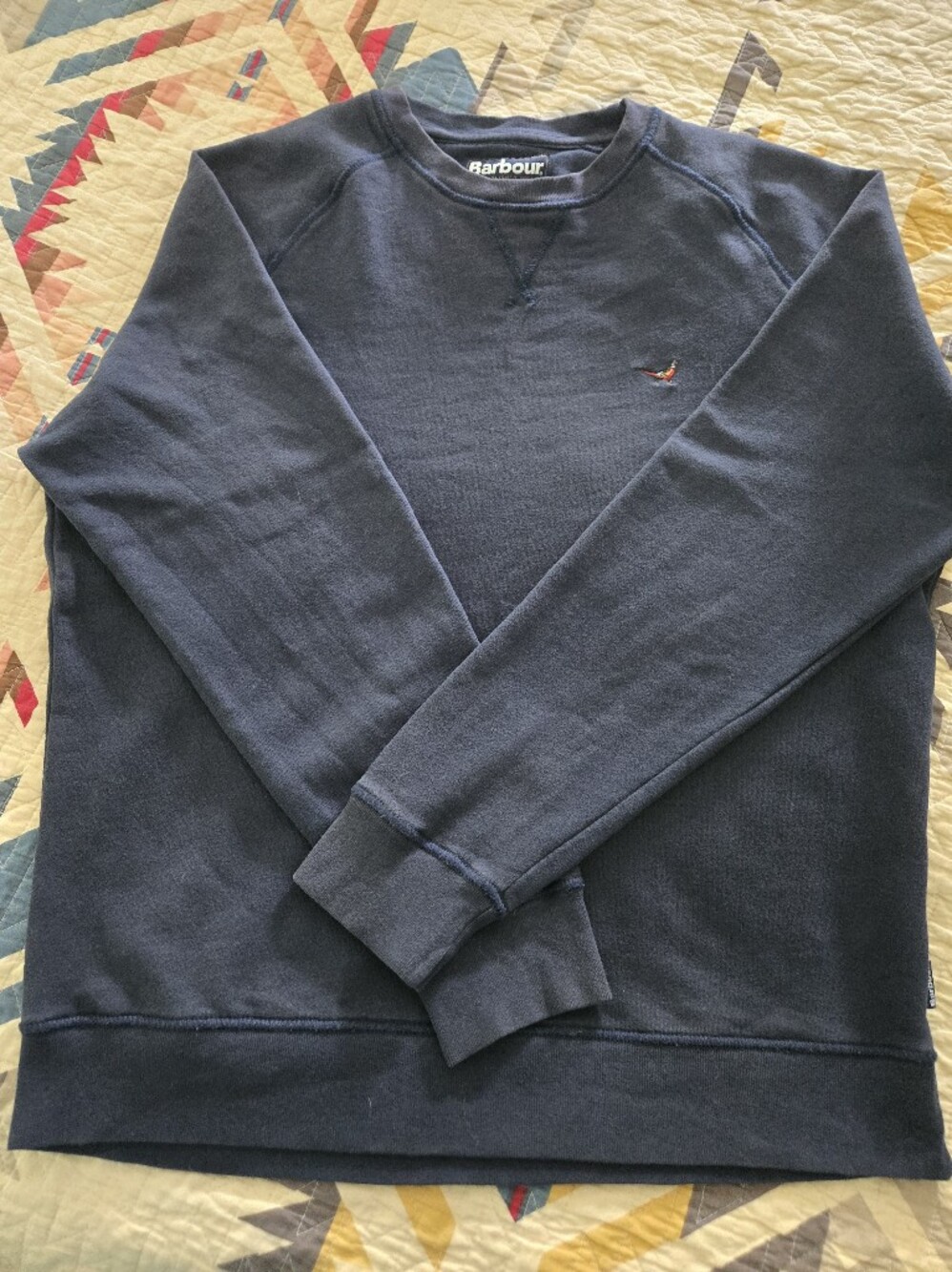 Barbour Navy Crewneck Sweatshirt Pheasant Embroidery Women's Size Medium